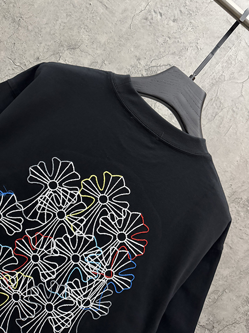 クロムハーツ アメリカンスタイル カラフルな立体の刺繍りカップル半袖Tシャツ