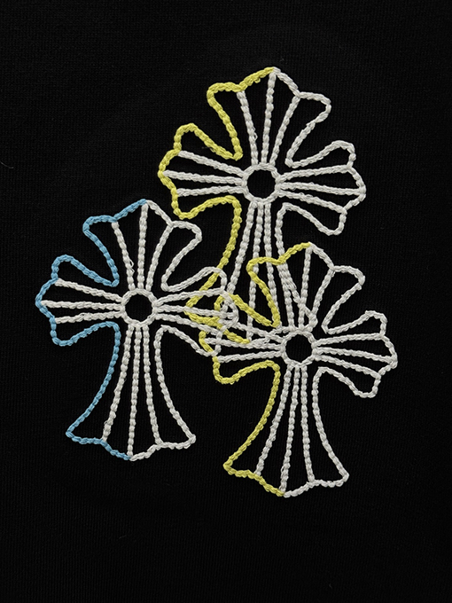 クロムハーツ アメリカンスタイル カラフルな立体の刺繍りカップル半袖Tシャツ