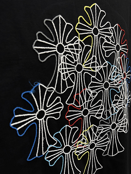 クロムハーツ アメリカンスタイル カラフルな立体の刺繍りカップル半袖Tシャツ