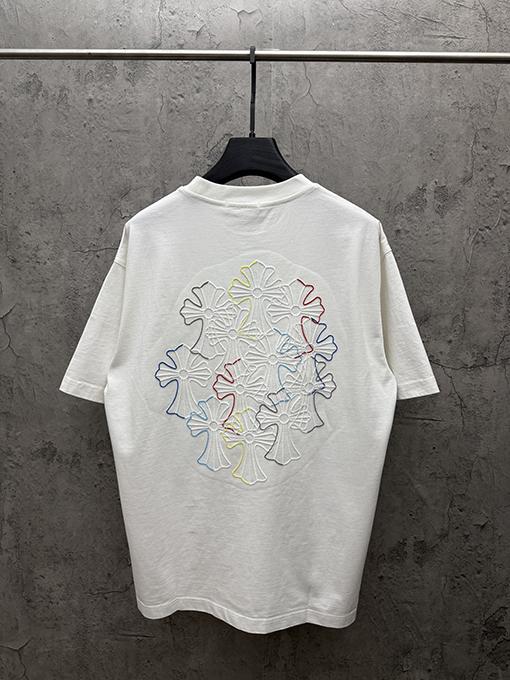 クロムハーツ アメリカンスタイル カラフルな立体の刺繍りカップル半袖Tシャツ