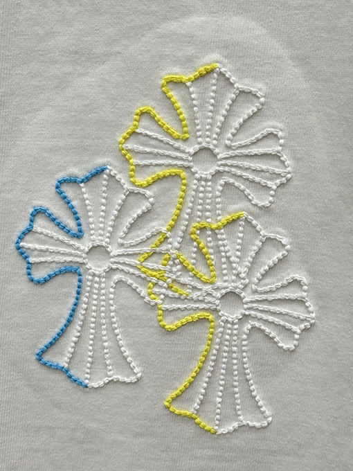クロムハーツ アメリカンスタイル カラフルな立体の刺繍りカップル半袖Tシャツ