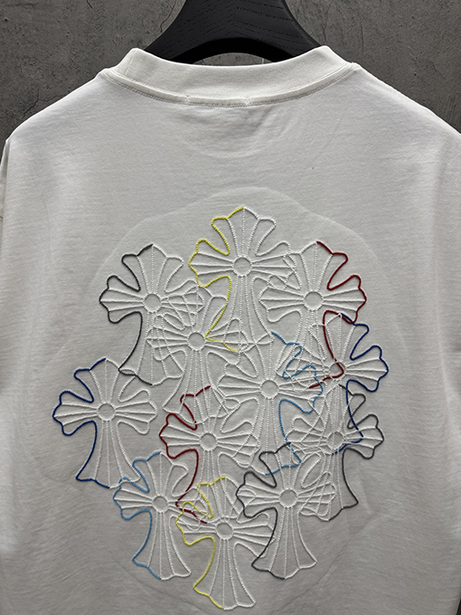 クロムハーツ アメリカンスタイル カラフルな立体の刺繍りカップル半袖Tシャツ