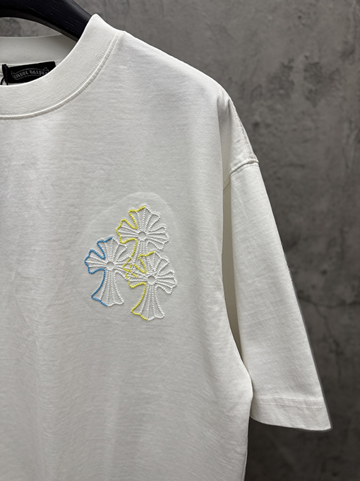 クロムハーツ アメリカンスタイル カラフルな立体の刺繍りカップル半袖Tシャツ