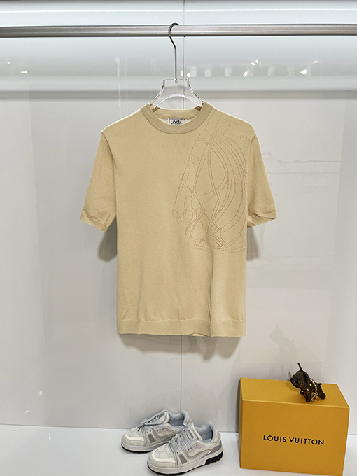 エルメスブランドスーパーコピー カラーブロックカラーの半袖ニットセーター