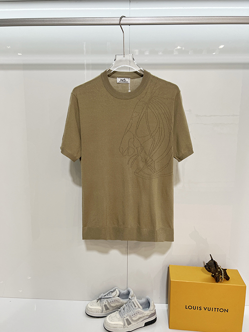 エルメスブランドスーパーコピー カラーブロックカラーの半袖ニットセーター