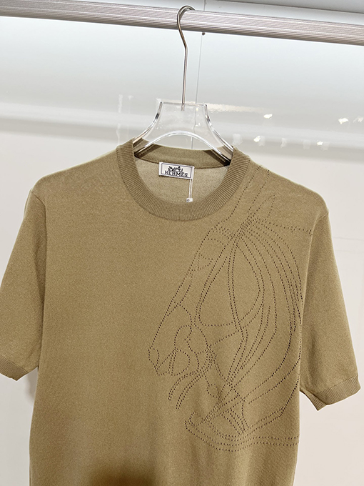 エルメスブランドスーパーコピー カラーブロックカラーの半袖ニットセーター