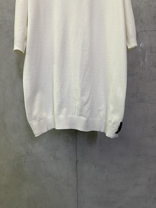 フェンディ ダブルFハードウェアラベル付きコットンウールニット半袖Tシャツ