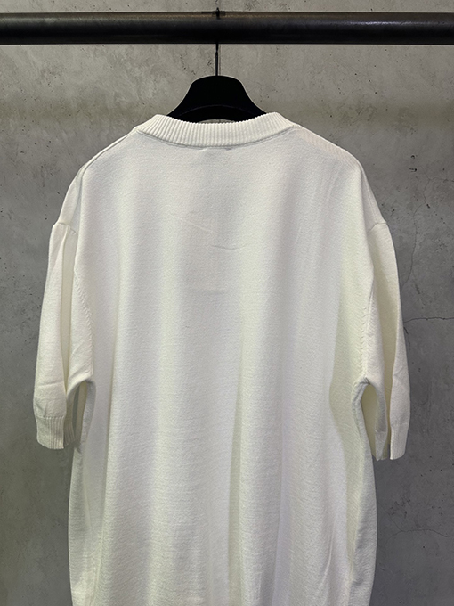 フェンディ ダブルFハードウェアラベル付きコットンウールニット半袖Tシャツ