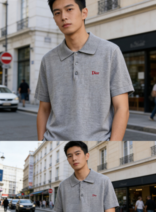 ディオール Dior 新モデルロゴ刺繍りニット半袖ポロシャツ