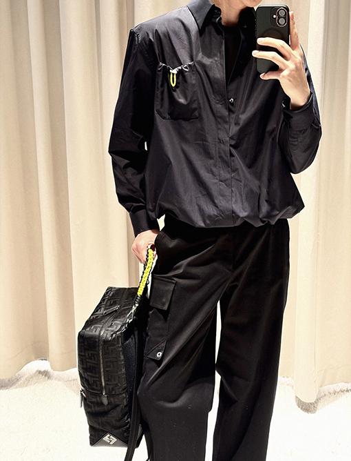 フェンディスーパーコピー ドローストリング付き長袖シャツ