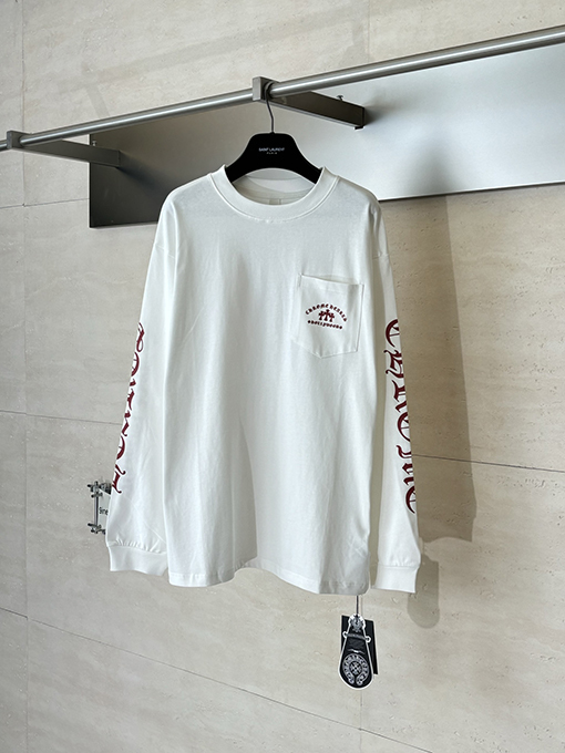 クロムハーツ サンスクリット文字のロゴ入りクロスプリント長袖シャツ