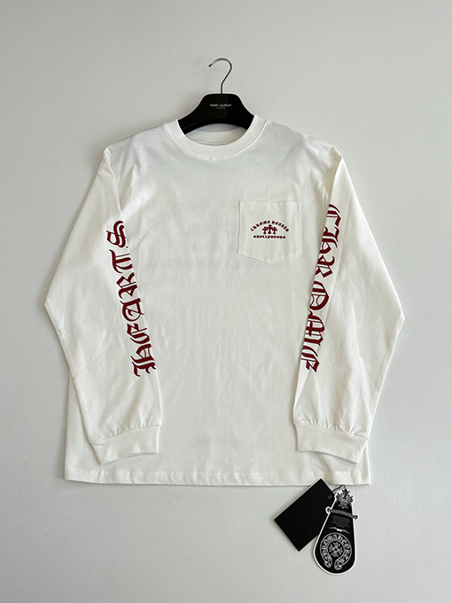 クロムハーツ サンスクリット文字のロゴ入りクロスプリント長袖シャツ