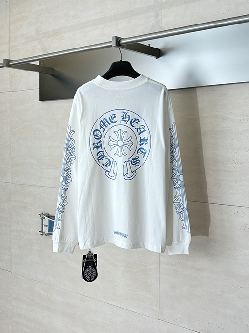 クロムハーツブランドコピー 新モデルサンスクリット文字のロゴ入りクロスプリント長袖シャツ