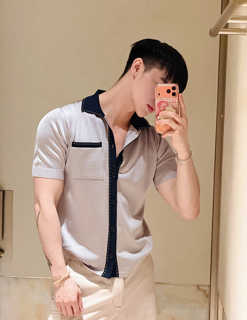 フェンディ ジャカードニットの半袖シャツ