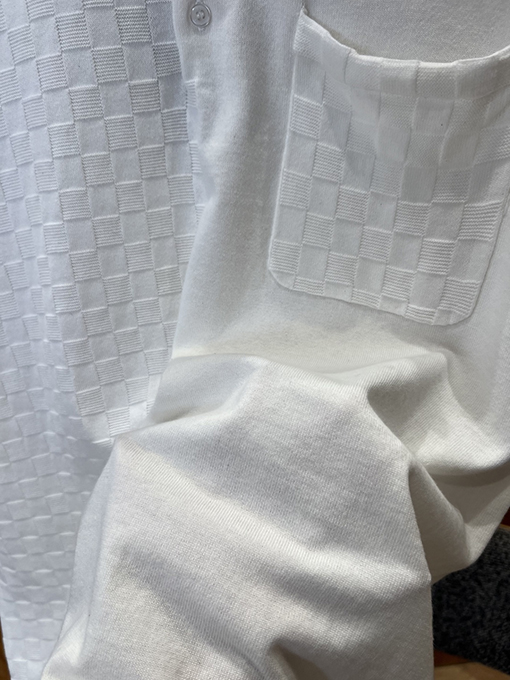 ルイヴィトンコピー チェック柄ジャカードニットの半袖ポロシャツ