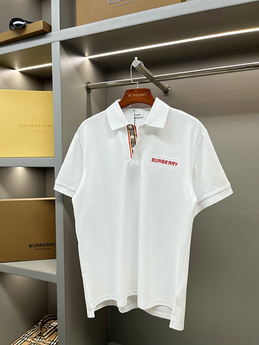 バーバリー BURBERRY バーバリー クラシックのストライプ柄オープンフロントピケメッシュコットン半袖ポロシャツ