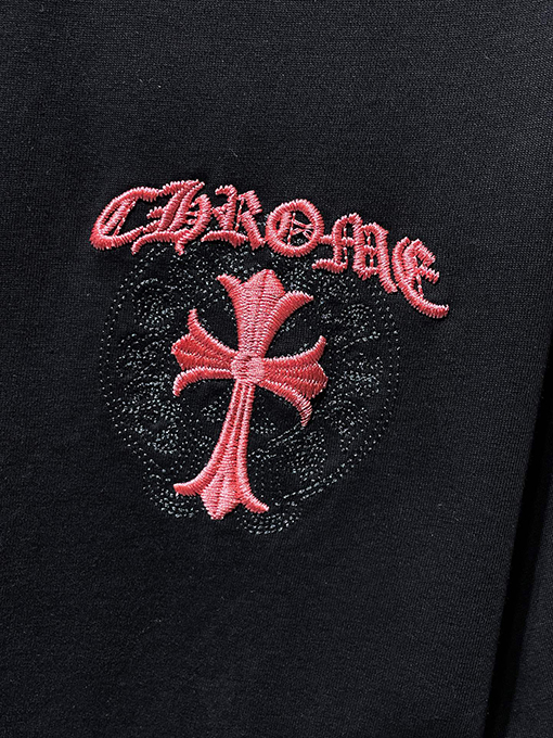 クロムハーツ クロスと蹄鉄の二重の刺繍り半袖Tシャツ