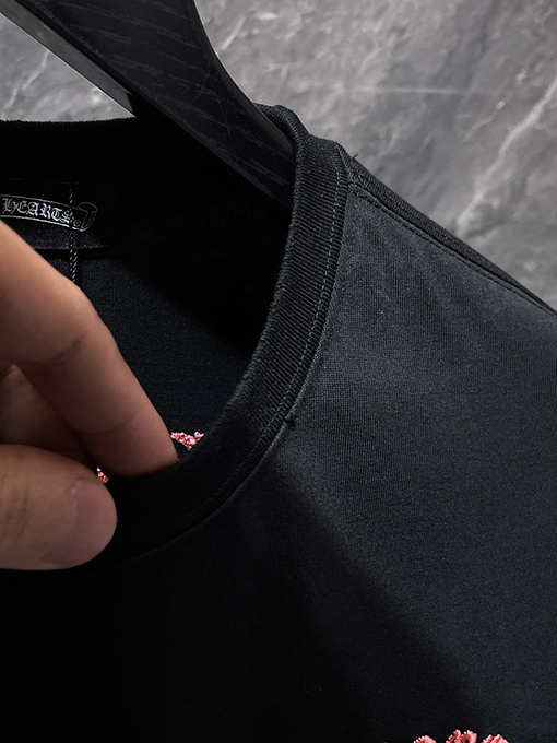 クロムハーツ クロスと蹄鉄の二重の刺繍り半袖Tシャツ