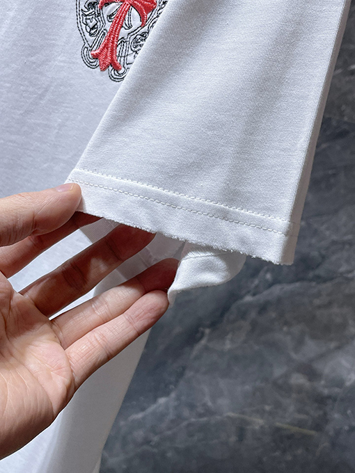 クロムハーツ クロスと蹄鉄の二重の刺繍り半袖Tシャツ