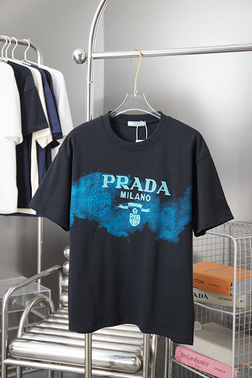 プラダスーパーコピー PRADA 刺繍ロゴ入り半袖Tシャツ