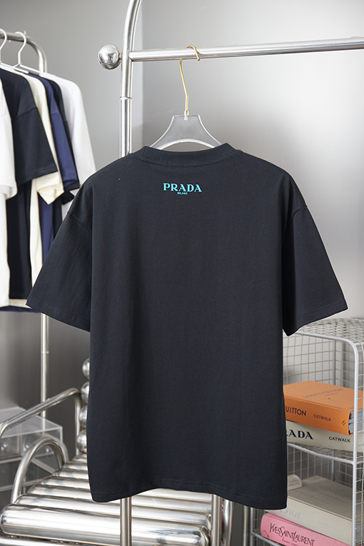 プラダスーパーコピー PRADA 刺繍ロゴ入り半袖Tシャツ