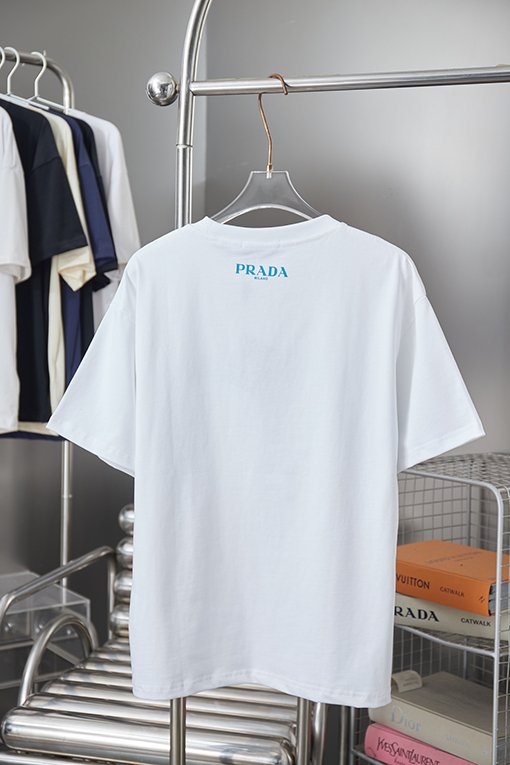 プラダスーパーコピー PRADA 刺繍ロゴ入り半袖Tシャツ