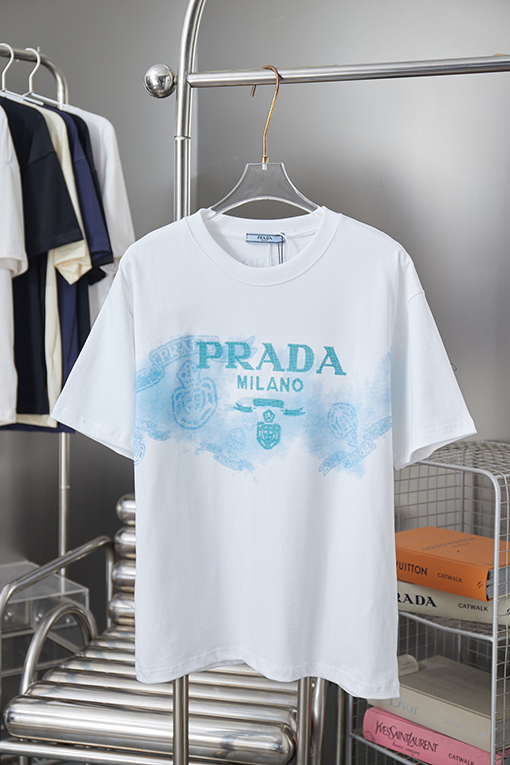 プラダスーパーコピー PRADA 刺繍ロゴ入り半袖Tシャツ