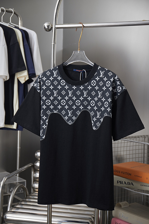 ルイヴィトンブランドコピー 新作パッチワーク半袖Tシャツ