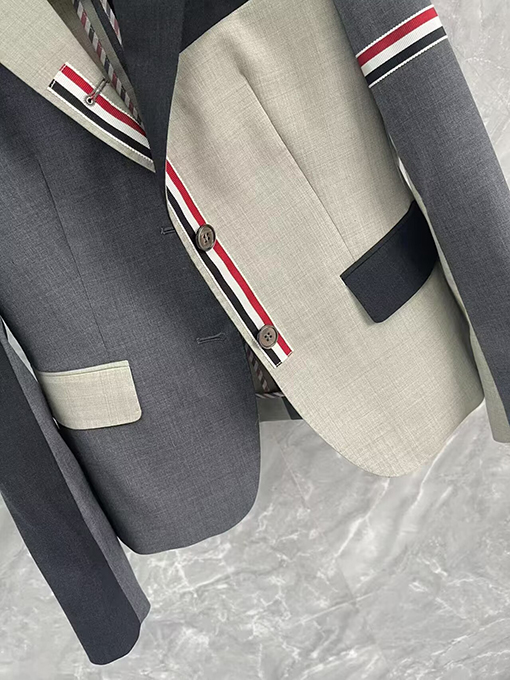 トムブラウン レディースカラーブロック テーラードジャケット メンズ 高品質 