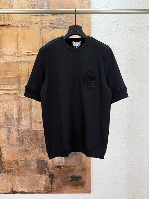 エルメスブランドスーパーコピー Hermes 刺繍アップリケ付き半袖Tシャツ