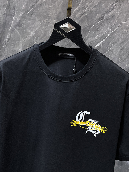 クロムハーツブランドコピー サンスクリット語の印章ローラー彫刻フィルム半袖Tシャツ
