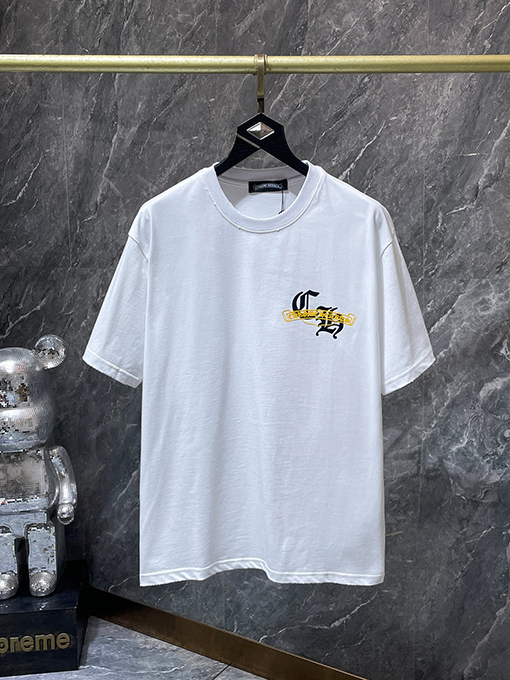 クロムハーツブランドコピー サンスクリット語の印章ローラー彫刻フィルム半袖Tシャツ