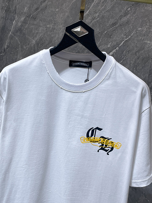 クロムハーツブランドコピー サンスクリット語の印章ローラー彫刻フィルム半袖Tシャツ