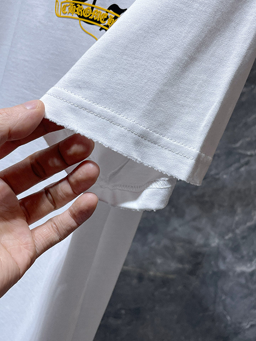 クロムハーツブランドコピー サンスクリット語の印章ローラー彫刻フィルム半袖Tシャツ