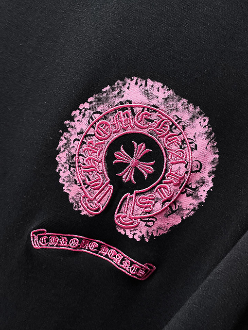 クロムハーツ カラフルなダブルプリントのホースシュークロス刺繍スプラッター半袖Tシャツ