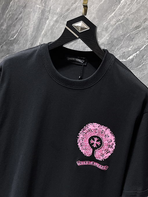 クロムハーツ カラフルなダブルプリントのホースシュークロス刺繍スプラッター半袖Tシャツ