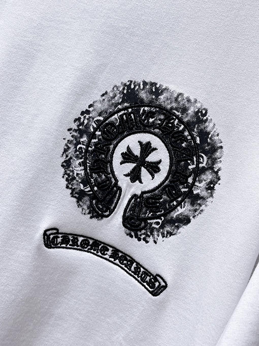 クロムハーツ カラフルなダブルプリントのホースシュークロス刺繍スプラッター半袖Tシャツ