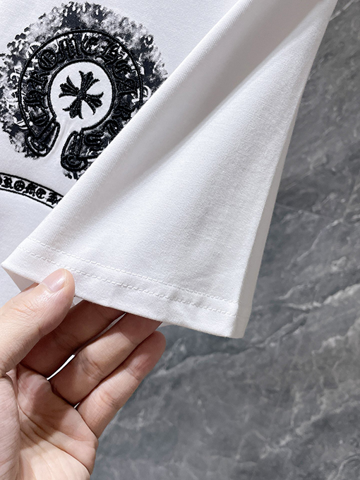 クロムハーツ カラフルなダブルプリントのホースシュークロス刺繍スプラッター半袖Tシャツ