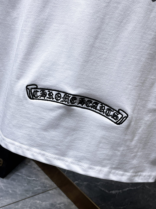 クロムハーツ カラフルなダブルプリントのホースシュークロス刺繍スプラッター半袖Tシャツ