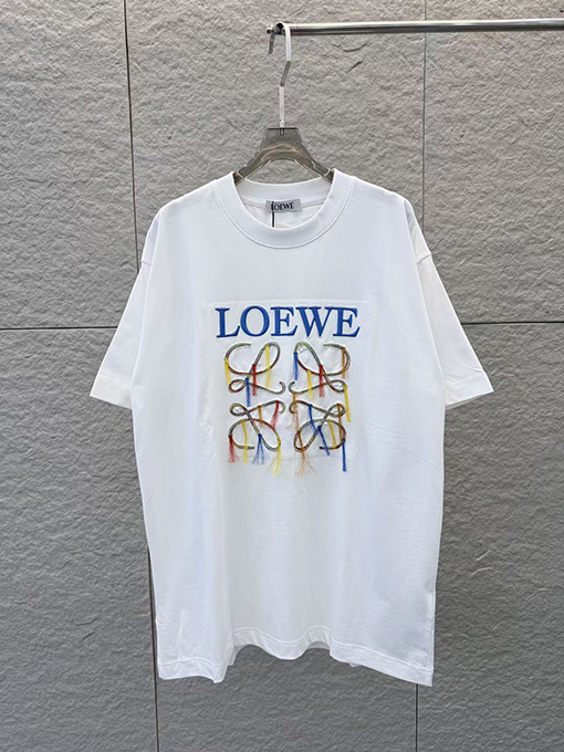 ロエベスーパーコピー LOEWE 新作タッセル刺繍入り半袖Tシャツ