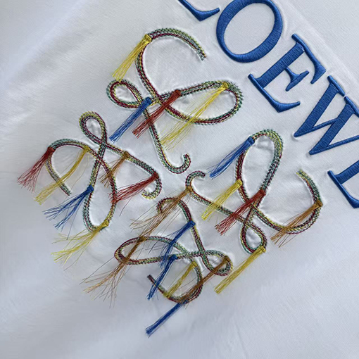 ロエベスーパーコピー LOEWE 新作タッセル刺繍入り半袖Tシャツ