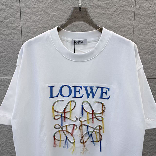 ロエベスーパーコピー LOEWE 新作タッセル刺繍入り半袖Tシャツ