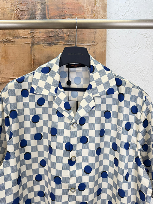 ルイヴィトンスーパーコピー チェック柄のドット柄半袖シャツ