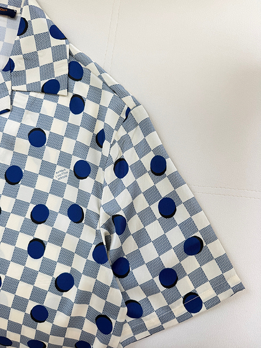 ルイヴィトンスーパーコピー チェック柄のドット柄半袖シャツ