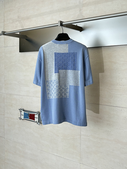 ルイヴィトンスーパーコピー Monogram ジャカードパッチワークニット半袖Tシャツ