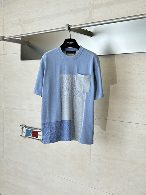ルイヴィトンスーパーコピー Monogram ジャカードパッチワークニット半袖Tシャツ