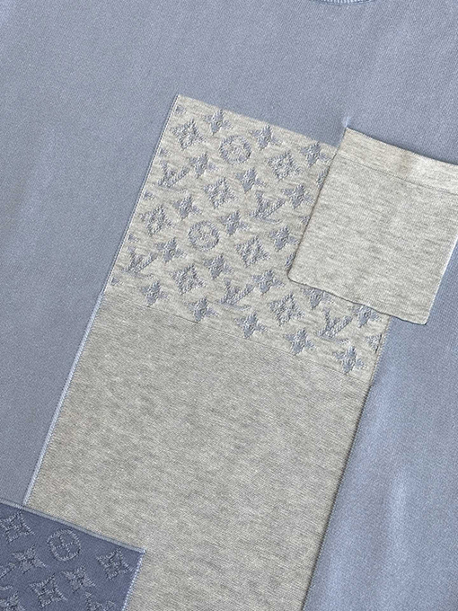 ルイヴィトンスーパーコピー Monogram ジャカードパッチワークニット半袖Tシャツ
