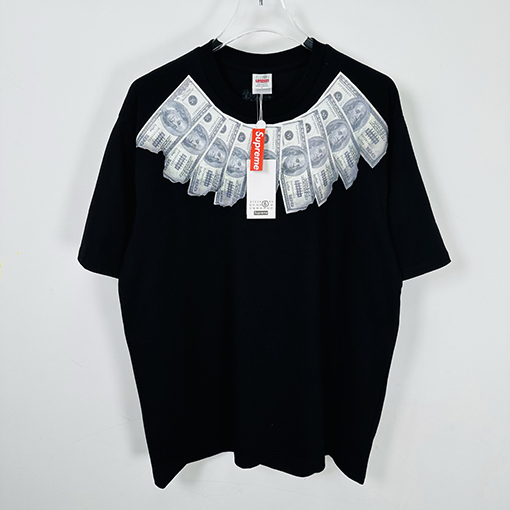 シュプリーム X マルタンマルジェラ MONEY S/S TOP コラボレーションによるゴールドフェザープリント半袖Tシャツ