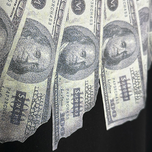 シュプリーム X マルタンマルジェラ MONEY S/S TOP コラボレーションによるゴールドフェザープリント半袖Tシャツ