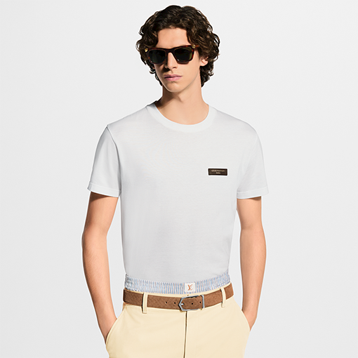 ルイヴィトン クラシックなゴールド箔レザーの半袖Tシャツ